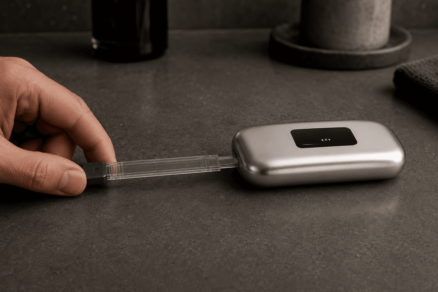Inserting the cartridge into the short end of the Axis reader